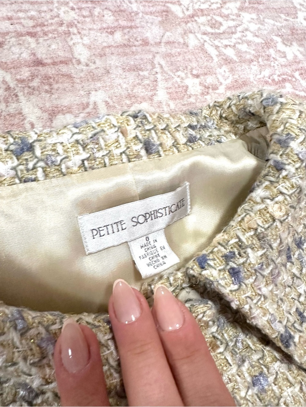 Vintage ✨ Tweed Pastel Metallic Cropped Jacket - Picture 5 of 13